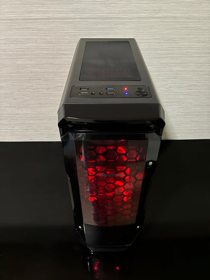 Sistem de răcire Bueno Storm V2 cu ventilatoare roșii Segotep Halo și ventilator spate Antec pentru exhaust.